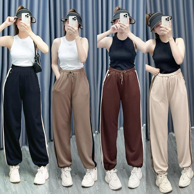 Quần jogger nữ Béo Tròn bigsize nữ ống rộng bo gấu có túi ,Quần thể thao 58-95kg xinh xắn dễ phối  QSSUON