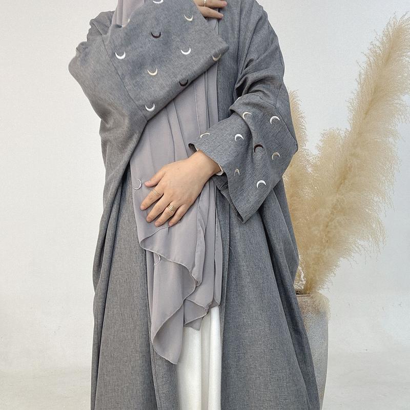 Product Introduction of Muslim 2025 Dubai Middle East Turkey Embroidery Elegant Cardigan Dress Robe Breathable Sunscreen 10