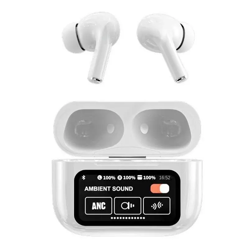 New a9pro Bluetooth headset LCD smart color screen touch ANC + ENC five generation color screen Bluetooth headset Audio Electronic Earbud