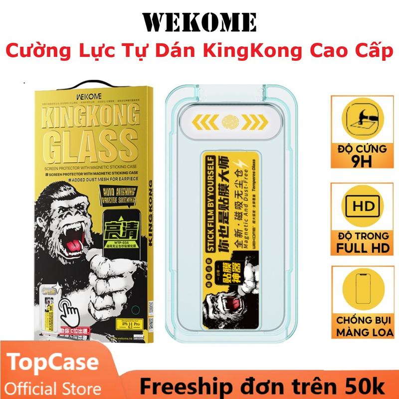 Kính Cường Lực KingKong IPhone Khung Tự Dán IP 12/13/14/15ProMax Bảo Vệ Mang Loa Hạn Chế Vân Tay Cao Cấp WTP 034