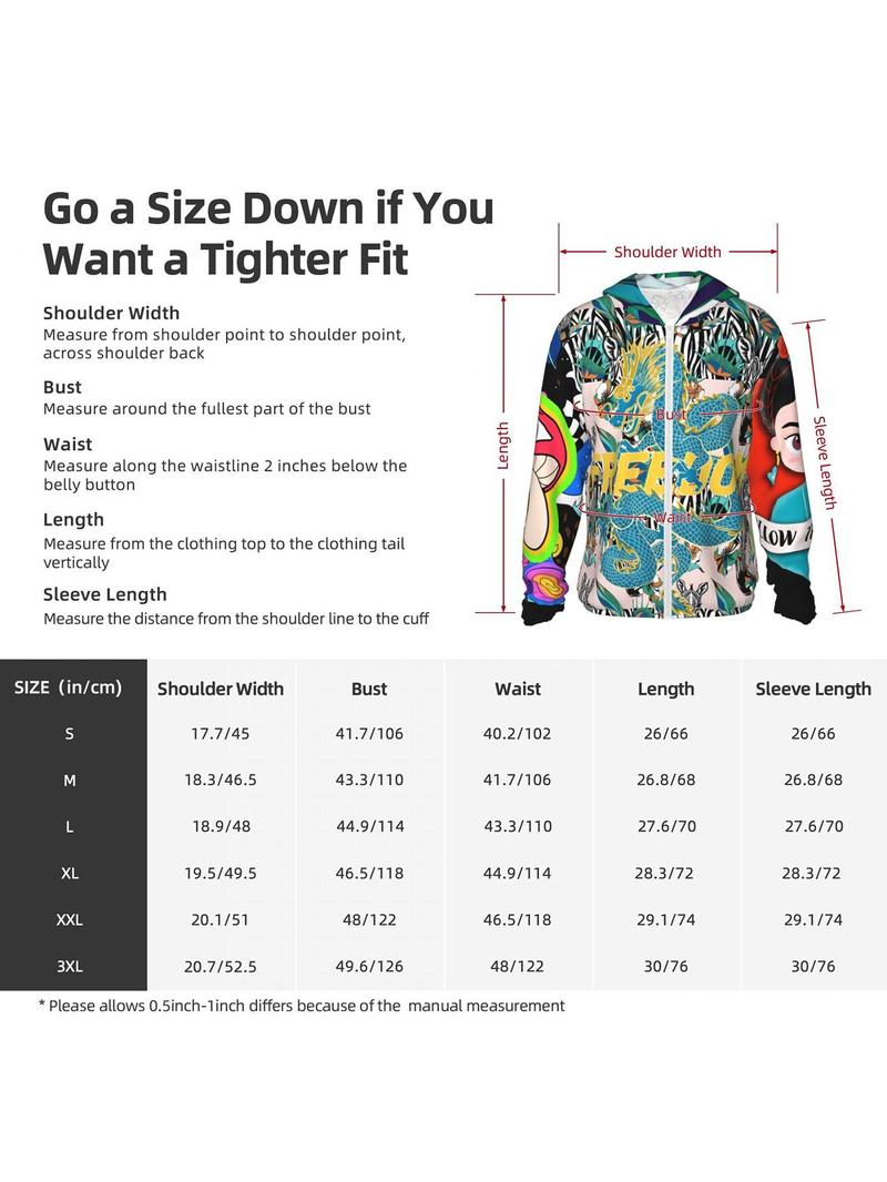 Women's All Over Print Zip Up Rashguard, Fashionable Dragon Print Sun Protection Clothing Women's Sport & Outdoor Clothing 83...