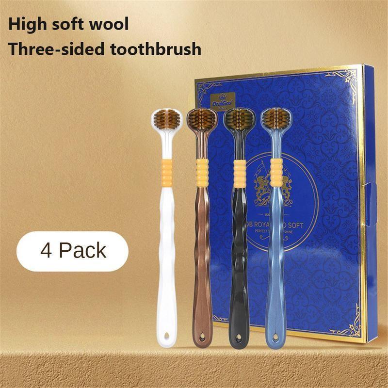 [FULL HỘP] Combo 4 Bàn Chải Đa Năng Chải 3 Chiều, Kiểu Đầu Hình Chữ U, Lông Mềm ，Chất Lượng Cao, Bọc Ba Đầu,Ba Chiều, Th Đánh Răng 4