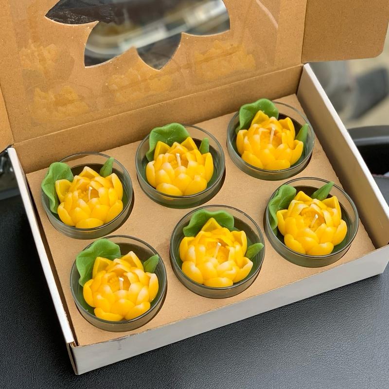 HỘP NẾN BƠ T56 HOA SEN (6cốc/hộp) tg cháy 10-12giờ