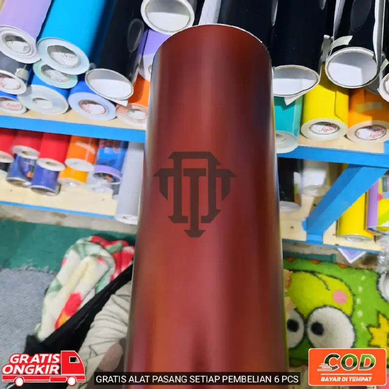 STICKER SKOTLET MOTOR DAN MOBIL WARNA DARK RED MATTE CROME DOFF KUALITAS PREMIUM 1