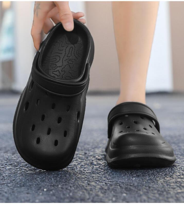 Product Introduction of Couple Hot Sale Brand Clogs Men Sandals Casual Shoes EVA Lightweight Sandles Unisex Colorful Shoes for Summer Beach 8