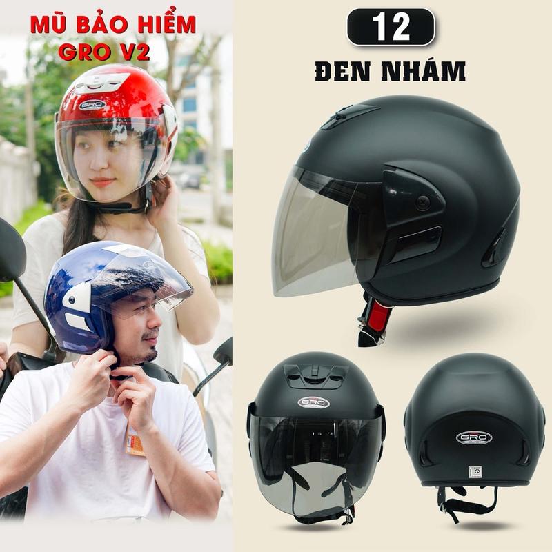 MŨ BẢO HIỂM 3/4 ĐẦU CHÍNH HÃNG GRO HD,KIỂU DÁNG HIỆN ĐẠI ĐẸP,DỄ ĐỘI PHÙ HỢP CẢ NAM VÀ NỮ SẢN PHẨM ĐƯỢC BẢO HÀNH 12 THÁNG