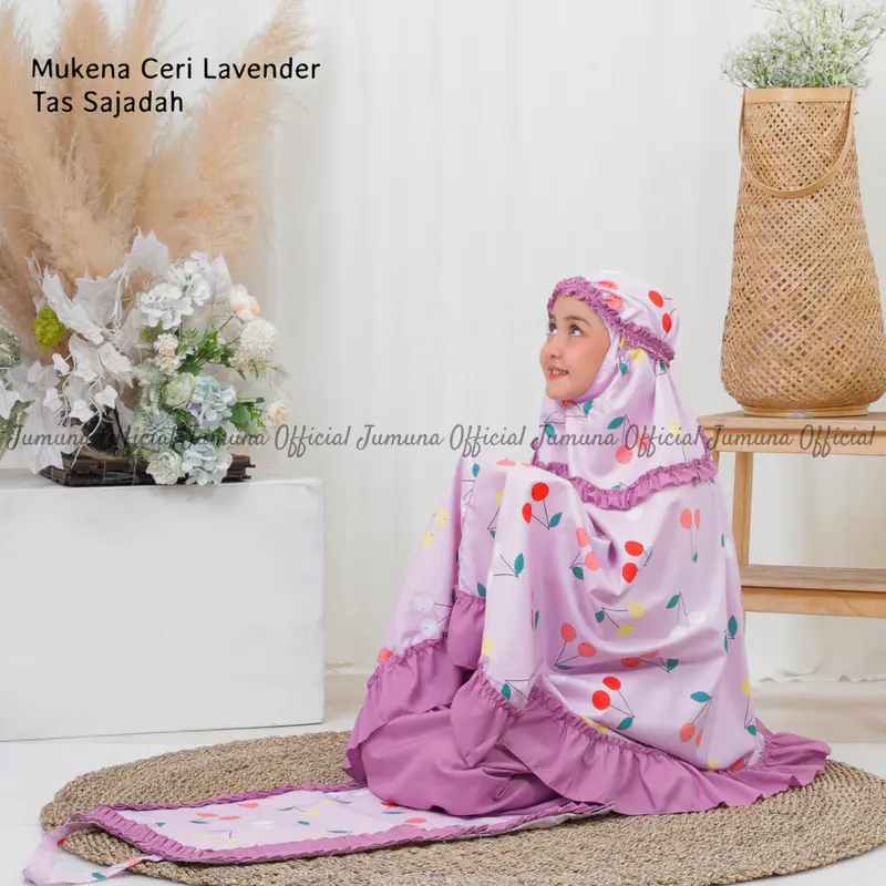 Mukena Anak Tas Sajadah Motif  Ceri 8