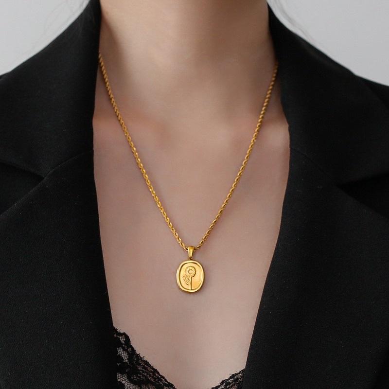 N3 kalung titanium asli stainless steel terbaru termurah bunga vintage new tercantik diamonde- 0