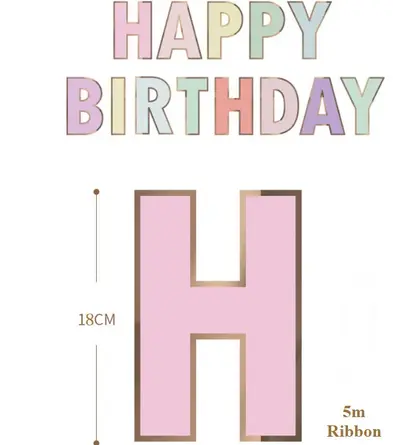 Banner Happy Birthday WARNA Macaron Dinding 1