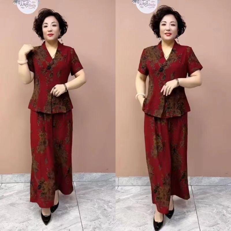 áo sơ mi nữ 2025 mẫu mớiBộ Đồ Cho Mẹ, Chất Liệu Polyester, Quần Áo Mùa Hè, Hàng Mới Về, Áo ngắn Tay Quần Ống Rộng Cạp Cao In Họa Tiết Cổ Điển, Bó Sát, Bộ Hai Mảnh, 2025 bộ  đồ  hello  kitty bộ  hoa  tây  tử đồ  bộ  cánh  dơi  nữ bộ  đồ  butterfly bộ  lanh 8