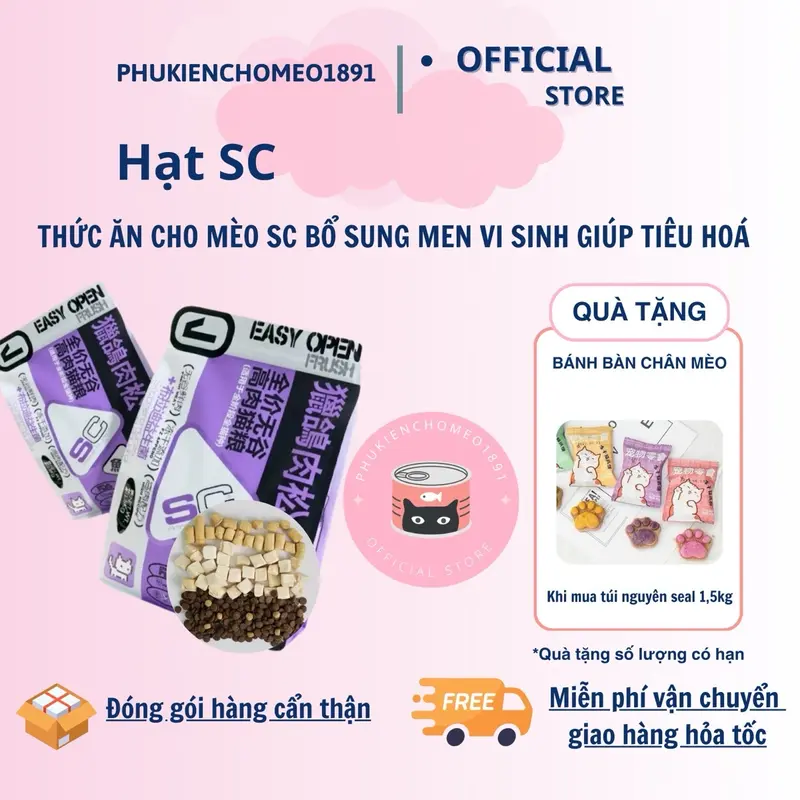 ￼Hạt SC topping cho mèo mọi lứa tuổi giàu protein Thức ăn cho mèo SC bổ sung men vi sinh giúp tiêu hoá phukienchomeo1891 không gluten phổ cập 0