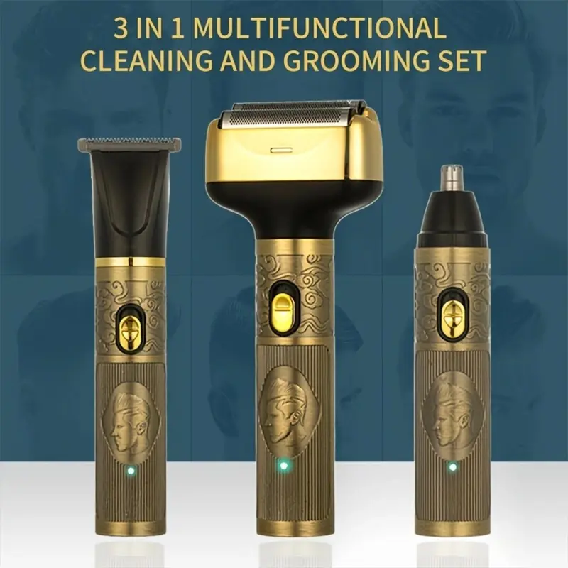 Men's Electric Hair Trimmer, 3 In 1 Men's Hair Shaver, Rechargeable Wet And Dry Cordless Epilator For Nose, Face, Beard, Portable Full Body Hair Trimmer, For Men's Shaving 7