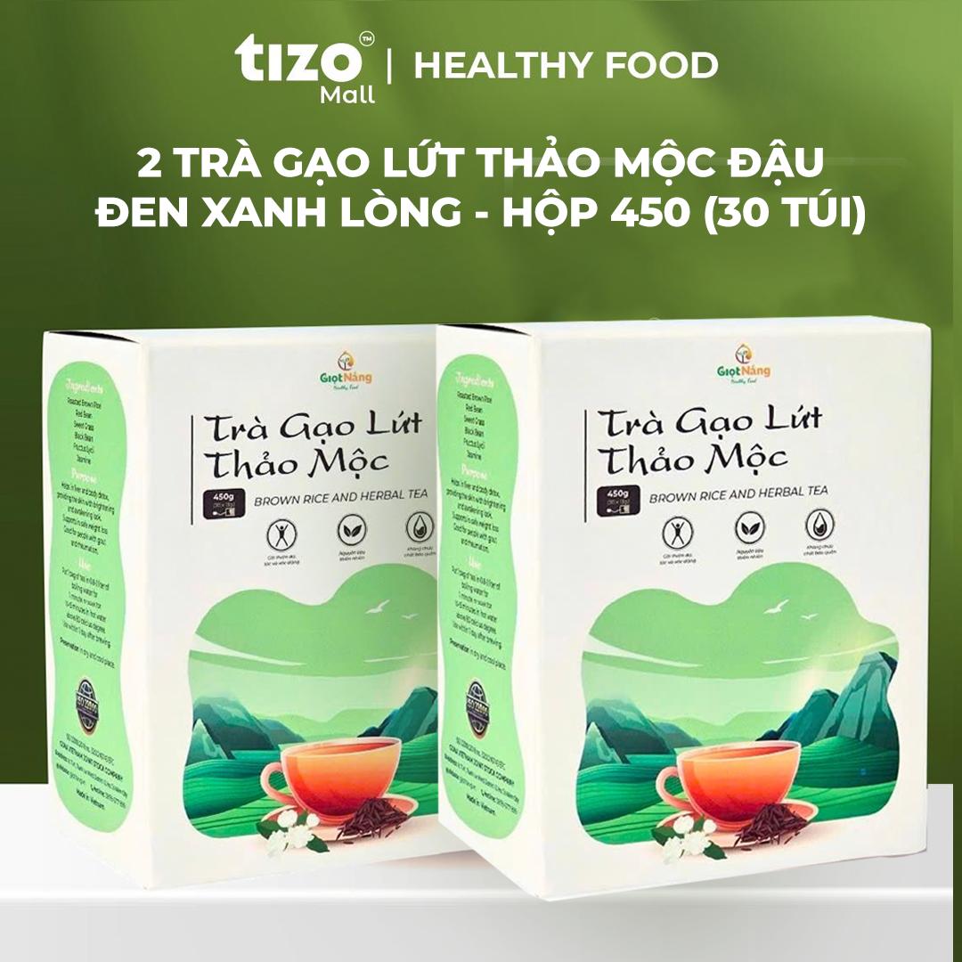 COMBO 2 TRÀ GẠO LỨT THẢO MỘC ĐẬU ĐEN XANH LÒNG  - HỘP 450 (30 TÚI) NÔNG SẢN GIỌT NẮNG