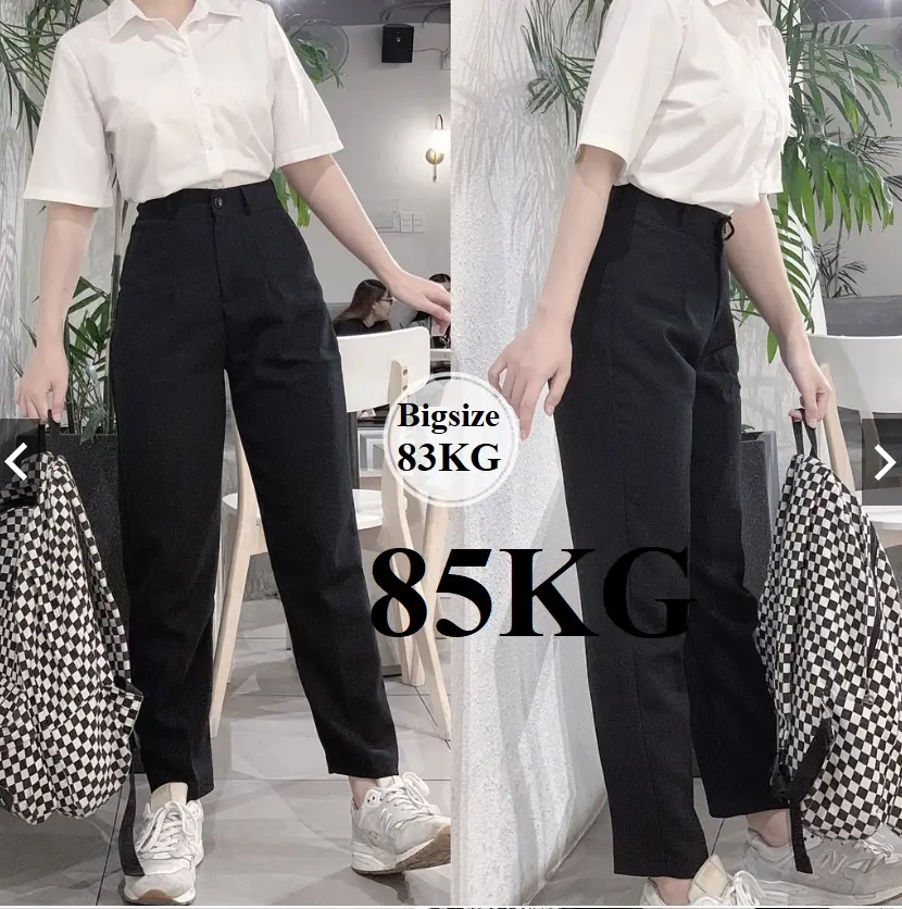 Quần Tây Học Sinh Nữ Cơ Bản, 2 Ly, Khuy Giữa, Vải Tuyết Mưa Dày đẹp, Lưng Cạp Siêu Cao Dáng Baggy Basic, Bigsize 85KG.