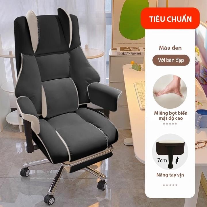 Ghế gaming cao cấp, ghế văn phòng có gác chân xoay 360 độ, Dày dặn, nâng hạ, ngả lưng phong cách Hàn Quốc 1