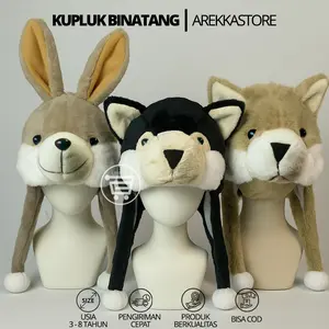 Kupluk Boneka Binatang Anak Lucu Usia 3–8 Tahun | Topi Kupbin Karakter  Hewan Lembut Hangat