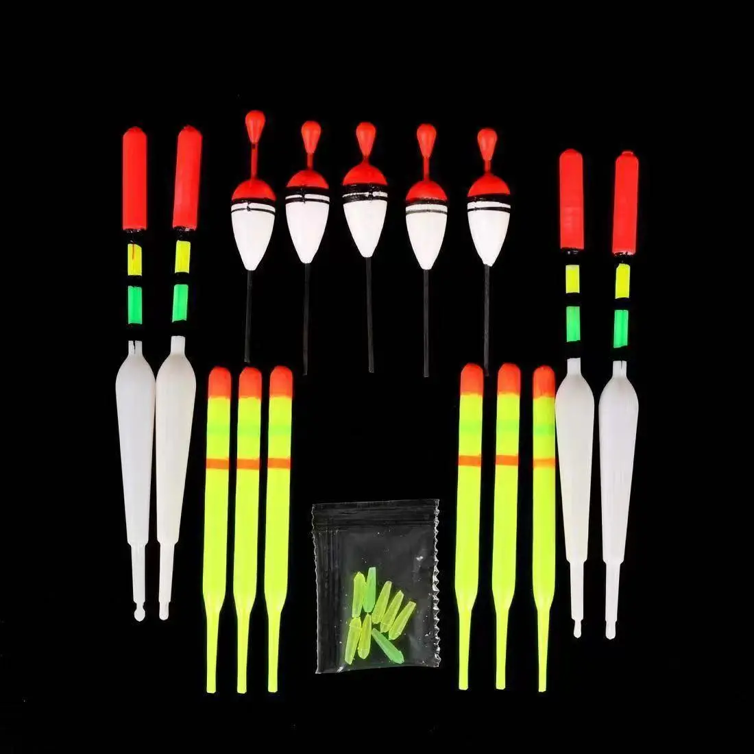 15pcs/set Fishing Float Set Fishing Tackle Floats with Rubber, Fishing Accessories, Fishing Bobbers, Flyfishing, Solocamping, picnicaesthetic