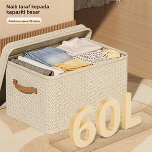 Kotak Penyimpanan Pakaian, Saiz Besar, Boleh Dilipat, Mudah Alih dan Pegang Tangan, Fesyen, untuk Seluar, Fabrik, Penyusun Almari Pakaian, 2025 foldable Supplies buku storage cabinet box with rollers kotak & tong penyimpanan