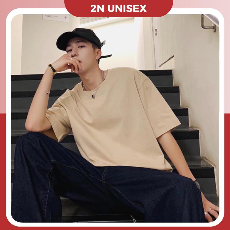 Áo phông nam nữ form rộng 2N Unisex thun cotton tay ngắn lỡ trơn màu trắng/be/đen aothun  basic