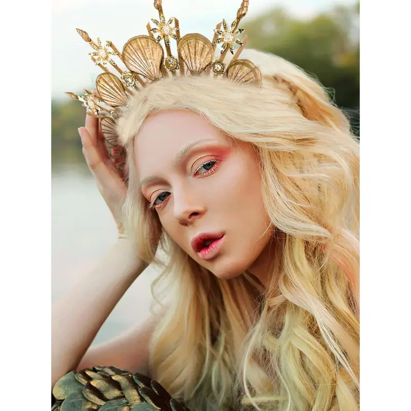 Local shipping-JeVenis Seashell Halo Crown Headpiece Mermaid Headband Seashell Crown Headband Siren Costume Women Halloween Cosplay Renaissance 6