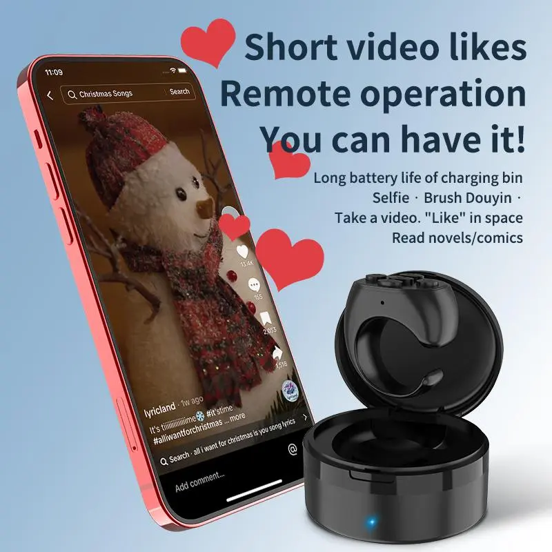 SIMSONLAB Wireless Remote Control Ring, USB Rechargeable BT Remote Control Ring, Selfie Ring for Video, Page Turning, Compatible with iOS & Android 5