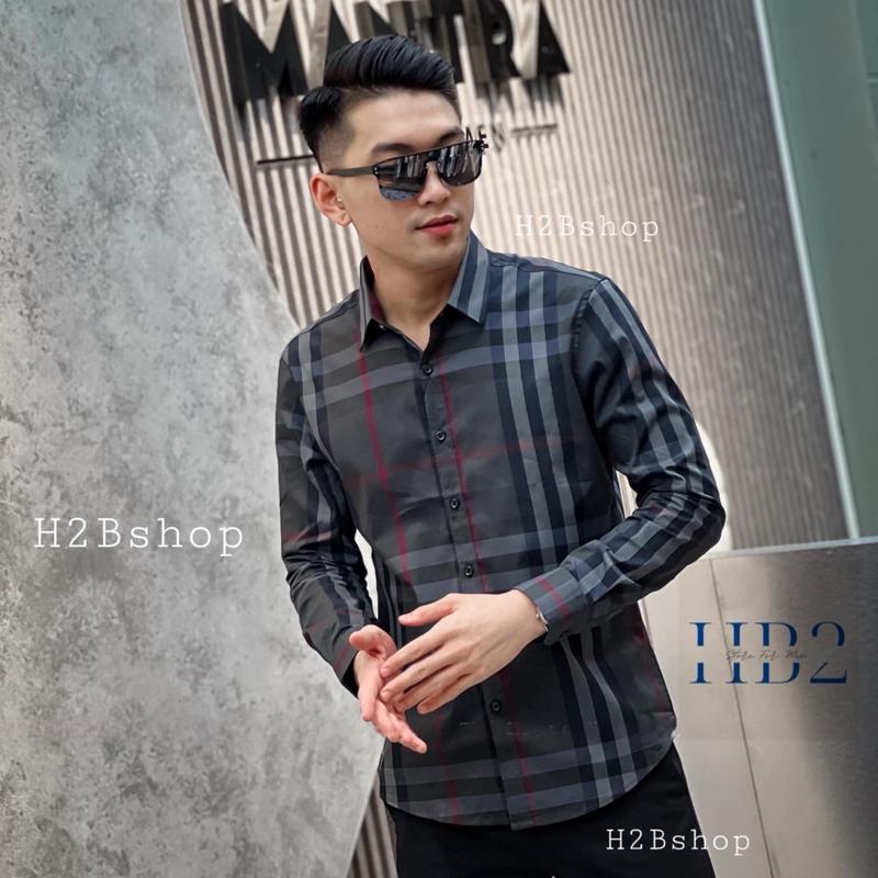 Áo Sơ Mi Caro Vải Cotton Trơn Màu Đen Xám Đỏ Nam Menswear Dài Tay Shirt Jean Có Cổ