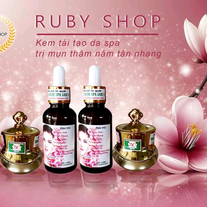 2 combo tái tạo da spa (2 lọ kem+2 lọ nước tái tạo) trị mụn thâm nám kèm bông Gòn