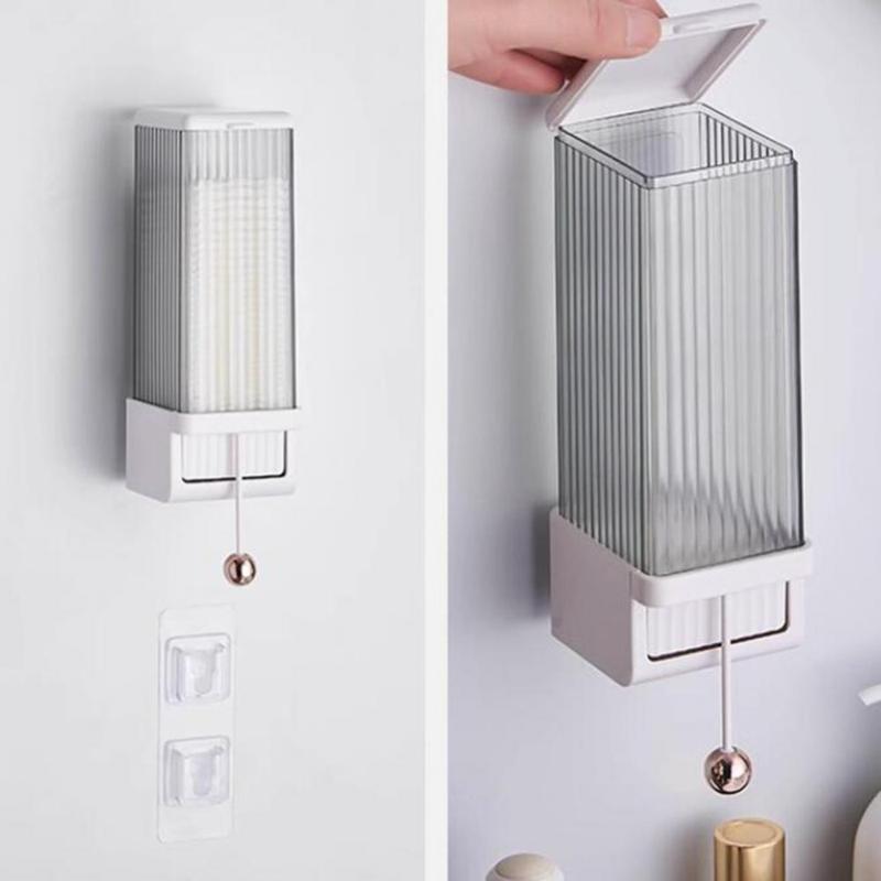 Hộp Đựng Bông Trang Điểm, Tiết Kiệm Không Gian, Thiết Thực, Dễ Lắp Đặt, Hộp Đựng Miếng Bông Không Thấm Nước, Dụng Cụ Sắp Xếp Miếng Bông Tự Động Gắn Tường Cho Gia Đình 5