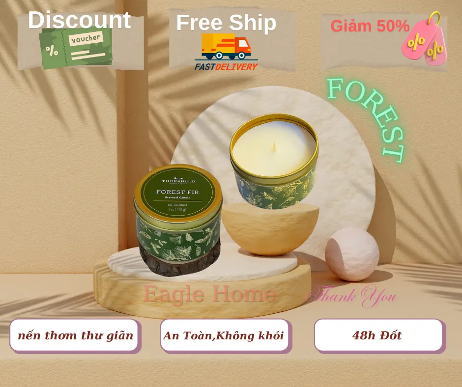 Eagle Home (Forest 142g)- Hương Thơm  – Thanh Mát & Thư Giãn ,- Xuất xứ Việt Nam - Decor Phòng, Nến Thơm