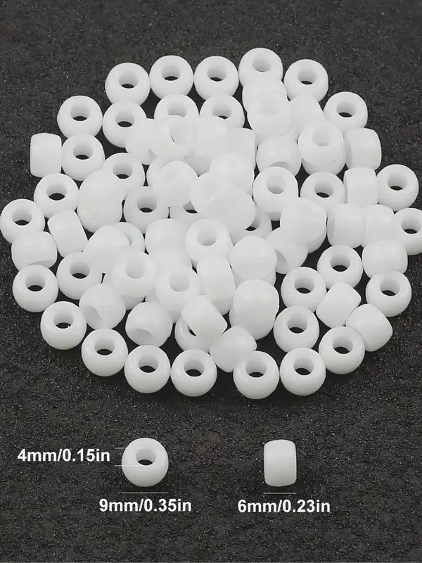 White Beads, 6x9mm Plastic Beads, DIY Jewelry Making Supplies for Bracelet & Hair Accessories, Fashion Accessories for Jewelry Making 1