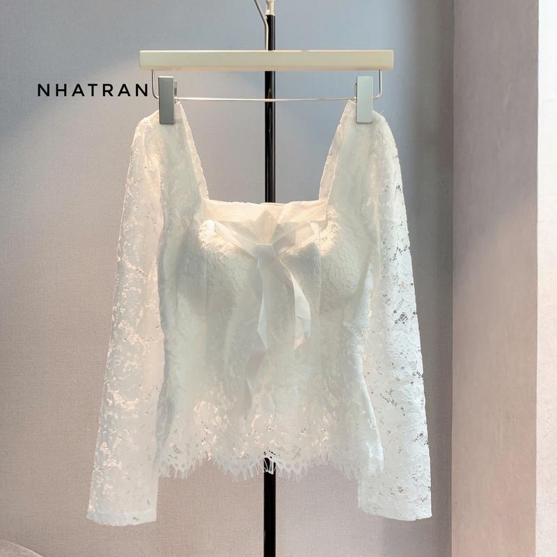 nhatran - Áo ren nữ tay dài phom ôm chất mềm lót mút trong Top Women MS359