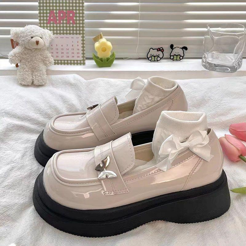 Giày Mary Jane, Giày Lười Phong Cách Anh Quốc Niche, Giày Lười, Dành Cho Nữ, Bề Mặt Đế Dày, Giày Da Muffin Cổ Điển Thời Trang, Mùa Lò Xo Mới 2024 5