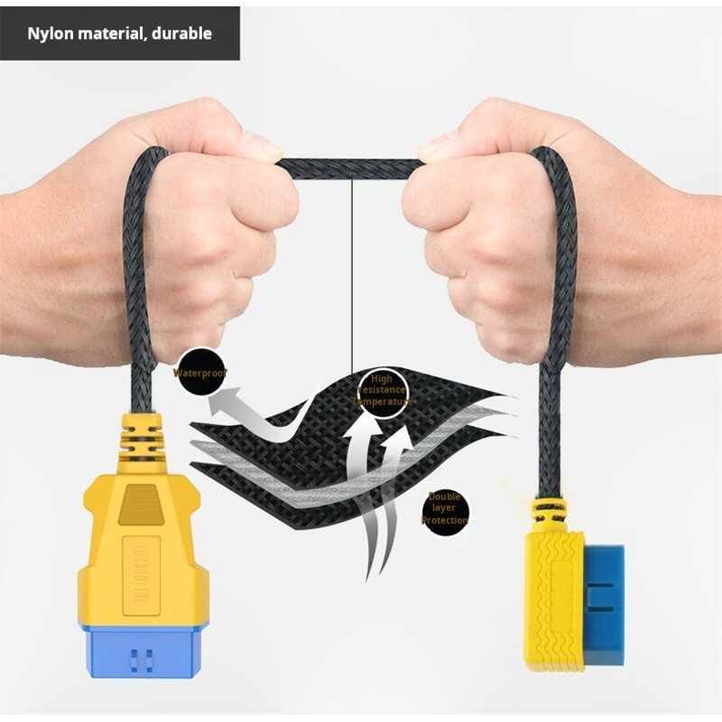 Product Introduction of AUTOOL 20CM OBD Extension Cable Male to Female One-to-One Nylon Extension Cable Automobile OBD 2 Interface 16 Cores 4
