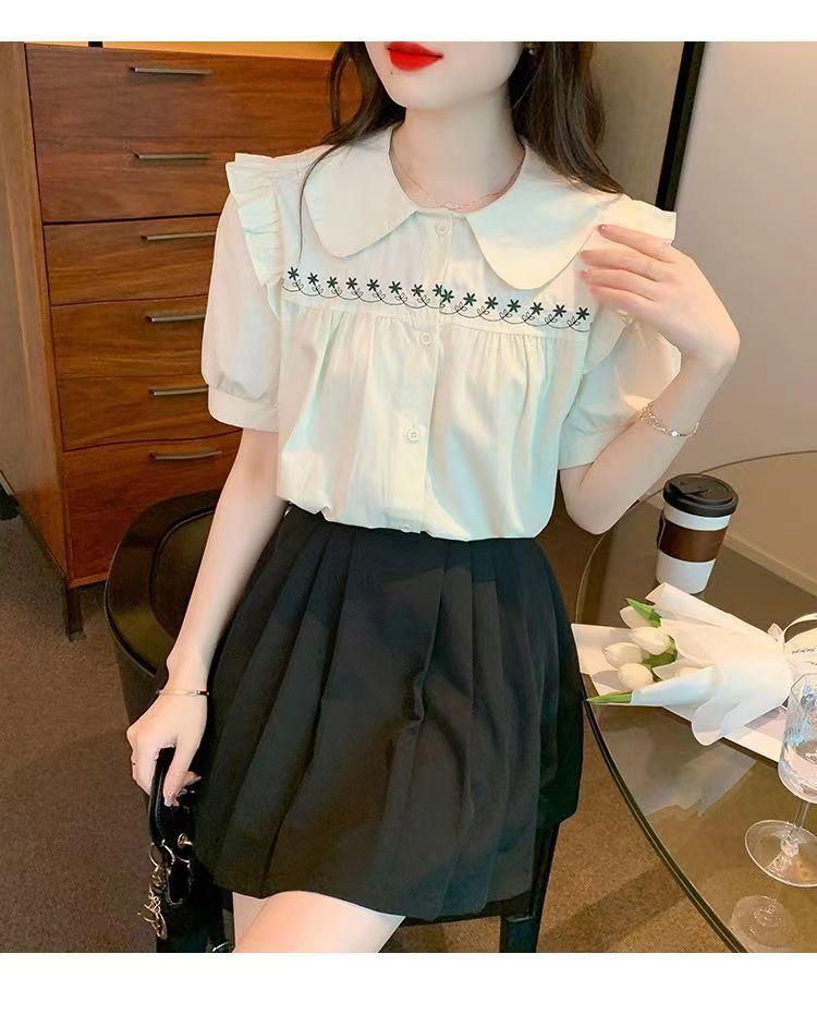 Product Introduction of Áo Sơ Mi Thêu, Cổ Búp Bê, Dành Cho Nữ, Hàng Mới Về Mùa Hè 2023, Tay Phồng Cao Cấp, Thiết Kế Sành Điệu, Dễ Phối Đồ 15