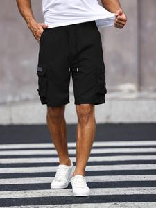 Men's Solid Multi-Pocket Drawstring Waist Cargo Shorts, Regular Fit Casual Fashion Comfy Shorts for Daily Outdoor Wear, Men Bottoms for All Seasons
