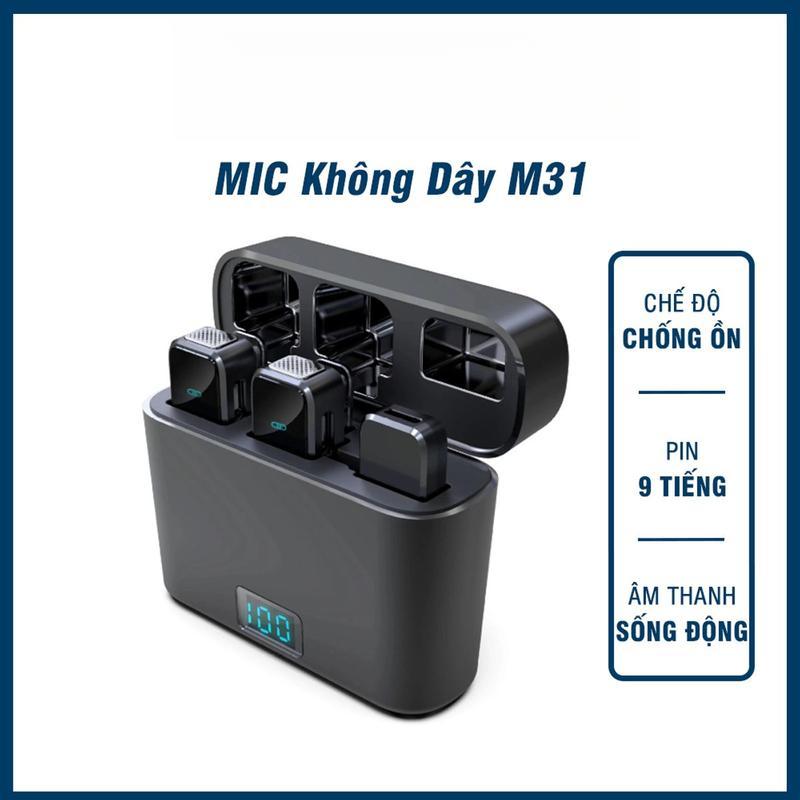 Mic Thu Âm Không Dây Cho điện thȯại M31 - Bật Tắt Lọc Ồn - Micro Ghi Âm, Quay Video, Làm Vlog ,Livestream Tiktok