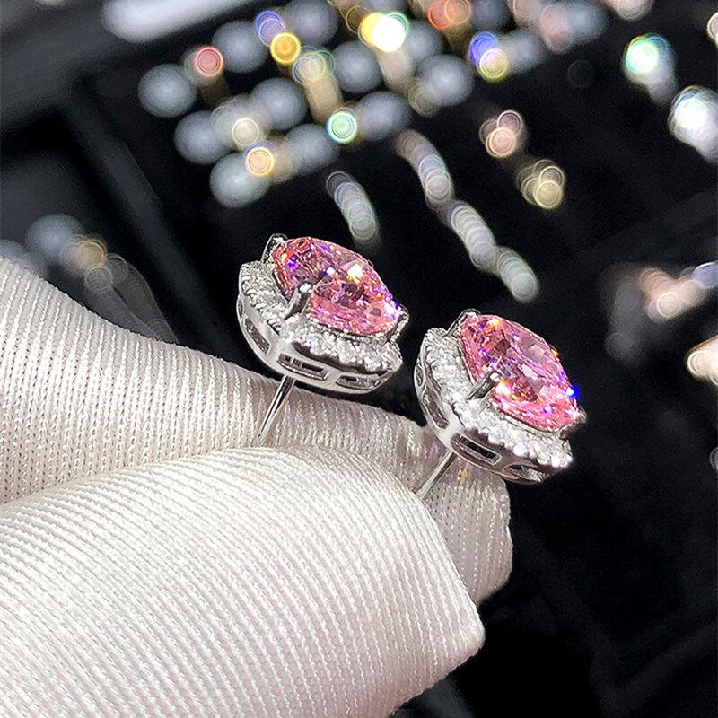 Product Introduction of Huitan Bright White/Yellow/Pink CZ Stud Earrings for Women Fashion Contracted Jewelry High Quality Wedding Engagement Earrings 8