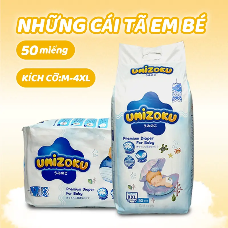Tã quần UMIZOKU chính hãng Nhật Bản M-4XL 50 miếng mềm nhẹ thoáng khí