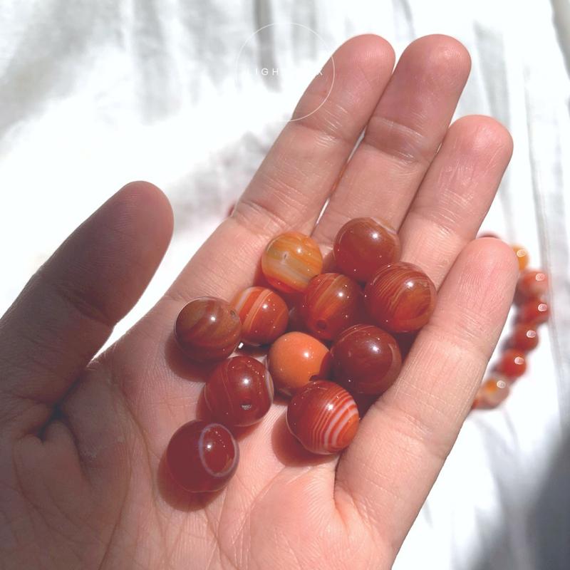 HẠT ĐÁ CARNELIAN làm vòng tay phong thủy, macrame, cao cấp, đá xỏ lổ 0