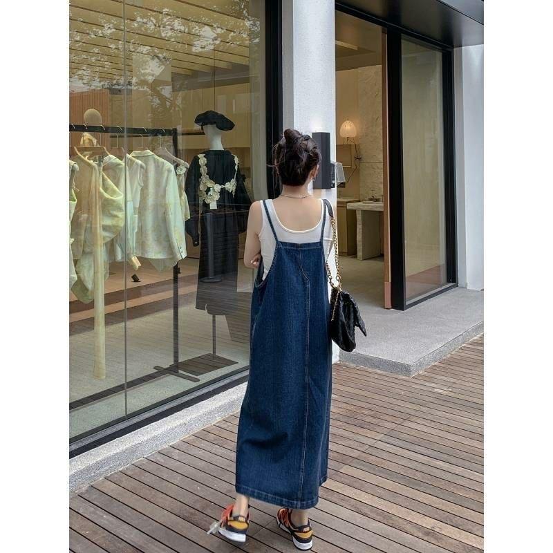 [Sẵn] Yếm váy jean hai dây xẻ tà dáng chữ A phong cách hàn quốc Nữ Dress M4 Women 1