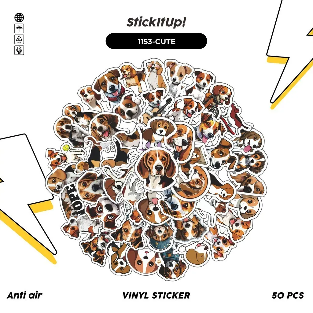 50 Pcs Stiker Cute Pets Dogs Anti Air Untuk Dekorasi Notebook Sepeda Skateboard Handphone DIY