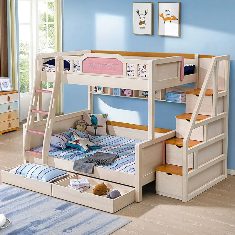 【Free Installation】Bunk Beds Children'S Beds High And Low Beds Solid Wood Multifunctional Beds Kids Beds