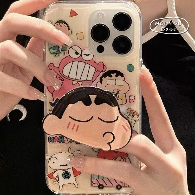 Vỏ Đựng Bút Chì Hình Cá Sấu Hoạt Hình Shin-chan Ốp Lưng Hộp IPhone 16 11 13 15 12 14 Pro Max X XR XS Max 7 8 Plus SE