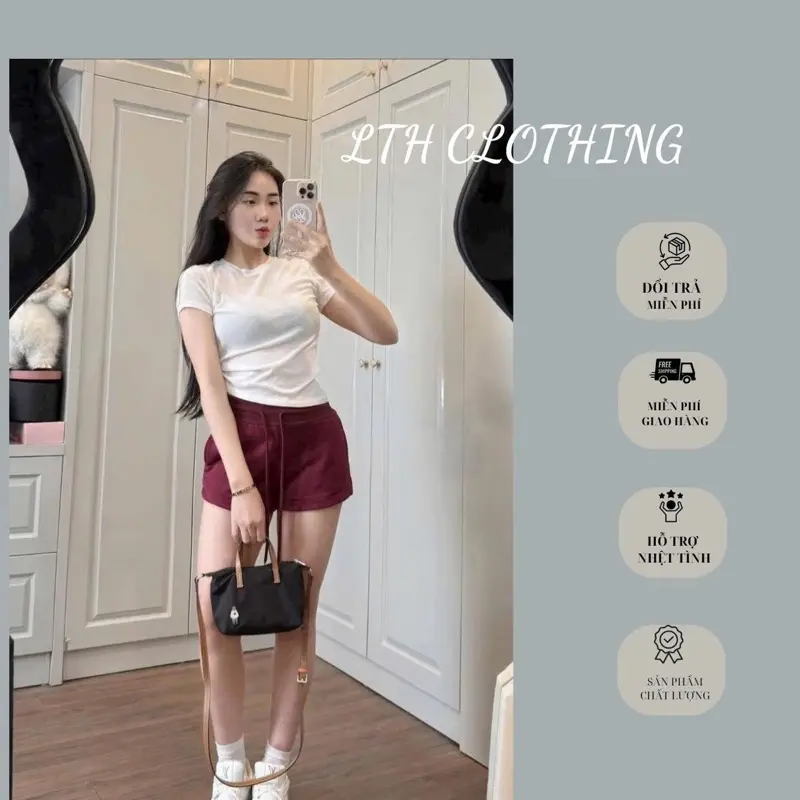 ￼[ Deal chào hè quần đẹp L1 ] Quần short nữ kiểu dáng thể thao, cạp chun co dãn, chất vải dày dặn mịn đẹp chất umi mát mềm
