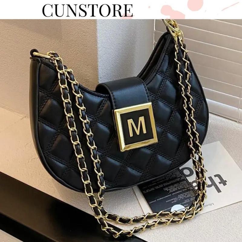 Túi Xách Nữ Khoá M Kẹp Nách Đeo Chéo Đeo Vai Bag Da Kem Tim CUN330