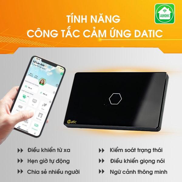 Công Tắc Cảm Ứng Thông Minh HUNONIC DATIC 1 Nút Đen/Trắng Điều Khiển Từ Xa Bằng Điện Thoại Wifi - Chính hãng Bluetooth Bảo hành của nhà sản xuất 4