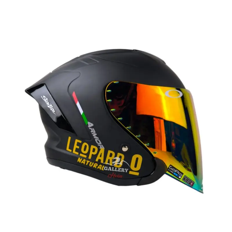 Js Armor Hitam Doff Paket Ganteng Leopard | Helm Half Face Kekinian Iridium Motorcycle Visor 1