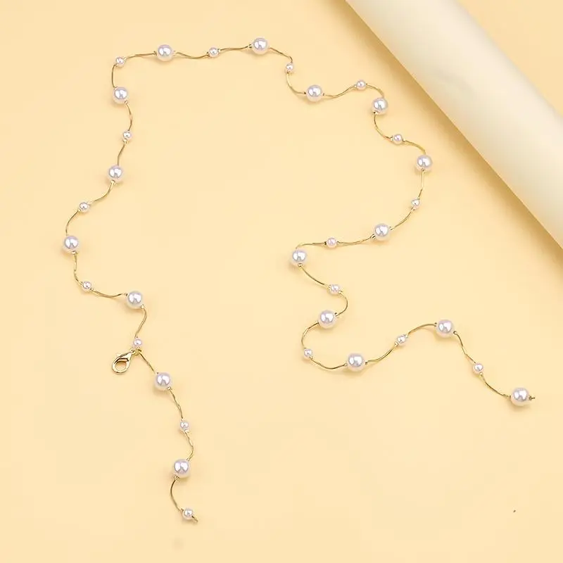 New Arrival Women'S Real Pearl Waist Chain Simple Dangling Design 925 Silver Golden-Plated Chain with Natural Pearls Versatile Jewelry Set Including Adjustable Buckle double  buckle  grips colombian waist belt business casual waistband 5