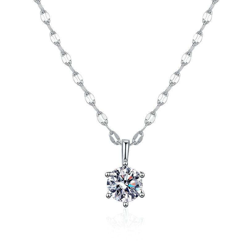 S925 Sterling Silver Moissanite During Women Lip Chain Korean Simple Style Six-Claw Moissanite 1 Karat Necklace Clavicle Chain JFK 4