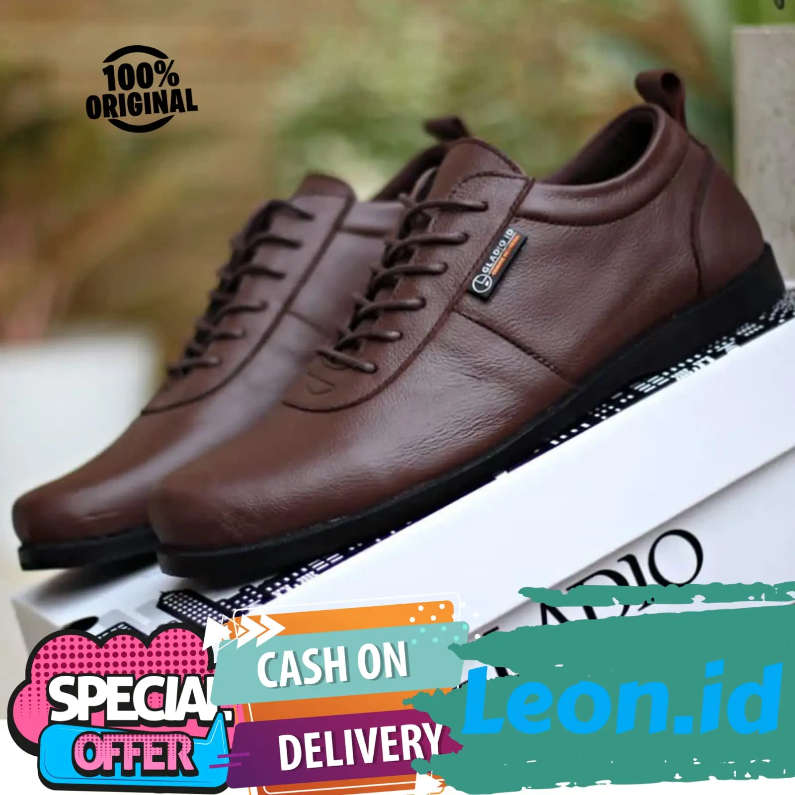 Sepatu Sneakers Kulit Asli Pria Casual Formal Sepatu Pantofel Kasual Kerja Kuliah Sekolah Laki Men Keren ORI